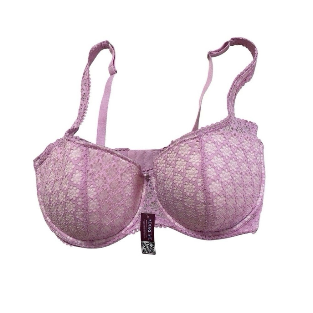 Adore Me Dianna Bra 36DDD Pink Lace Balconette Underwire Molded Cup NWT